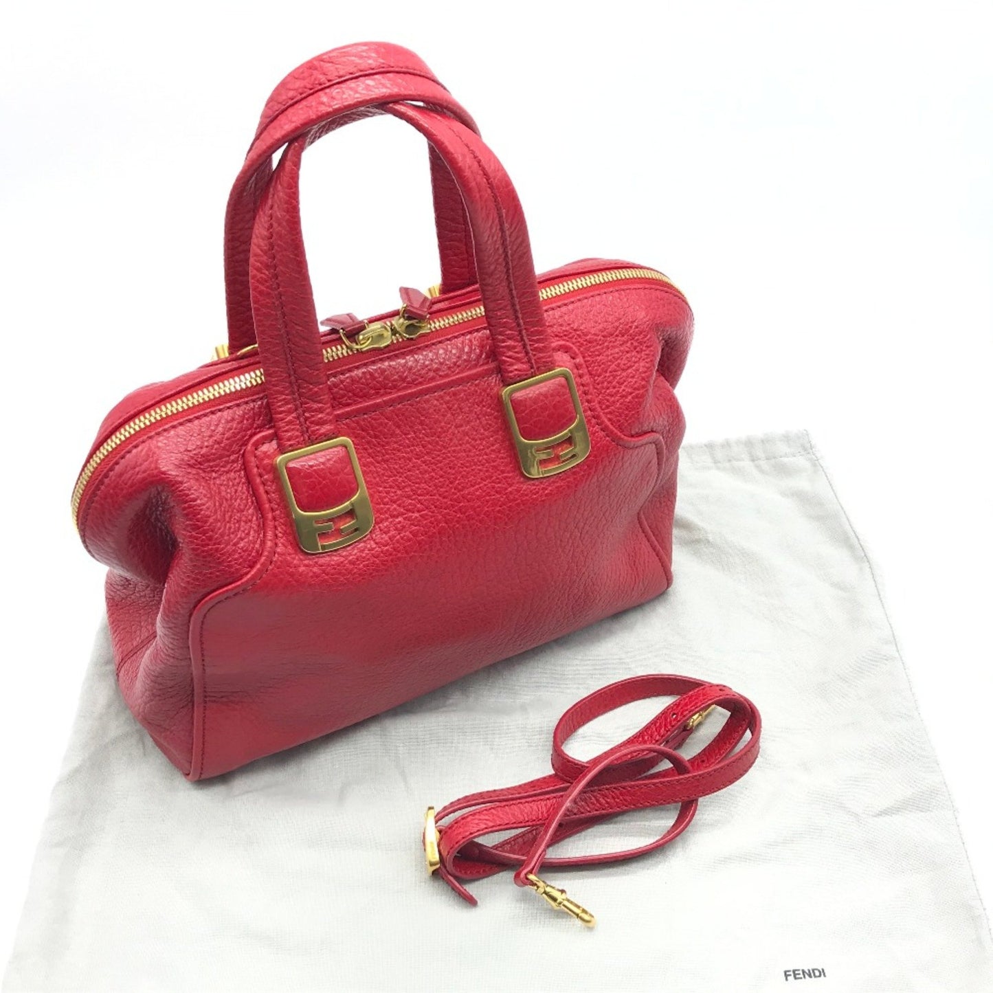 Fendi Chameleon Red Leather Hand Bag