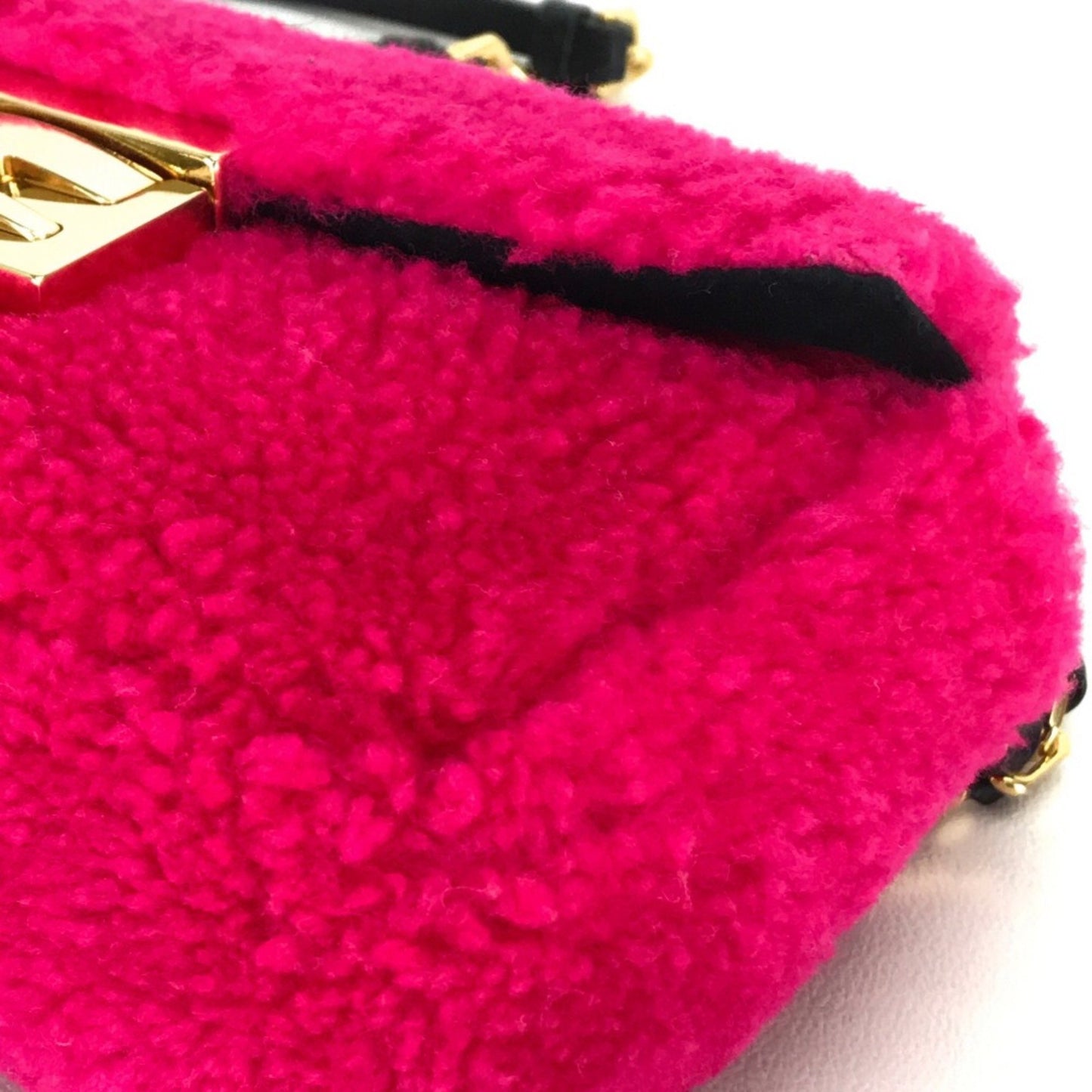 Fendi Baguette Pink Fur Shoulder Bag