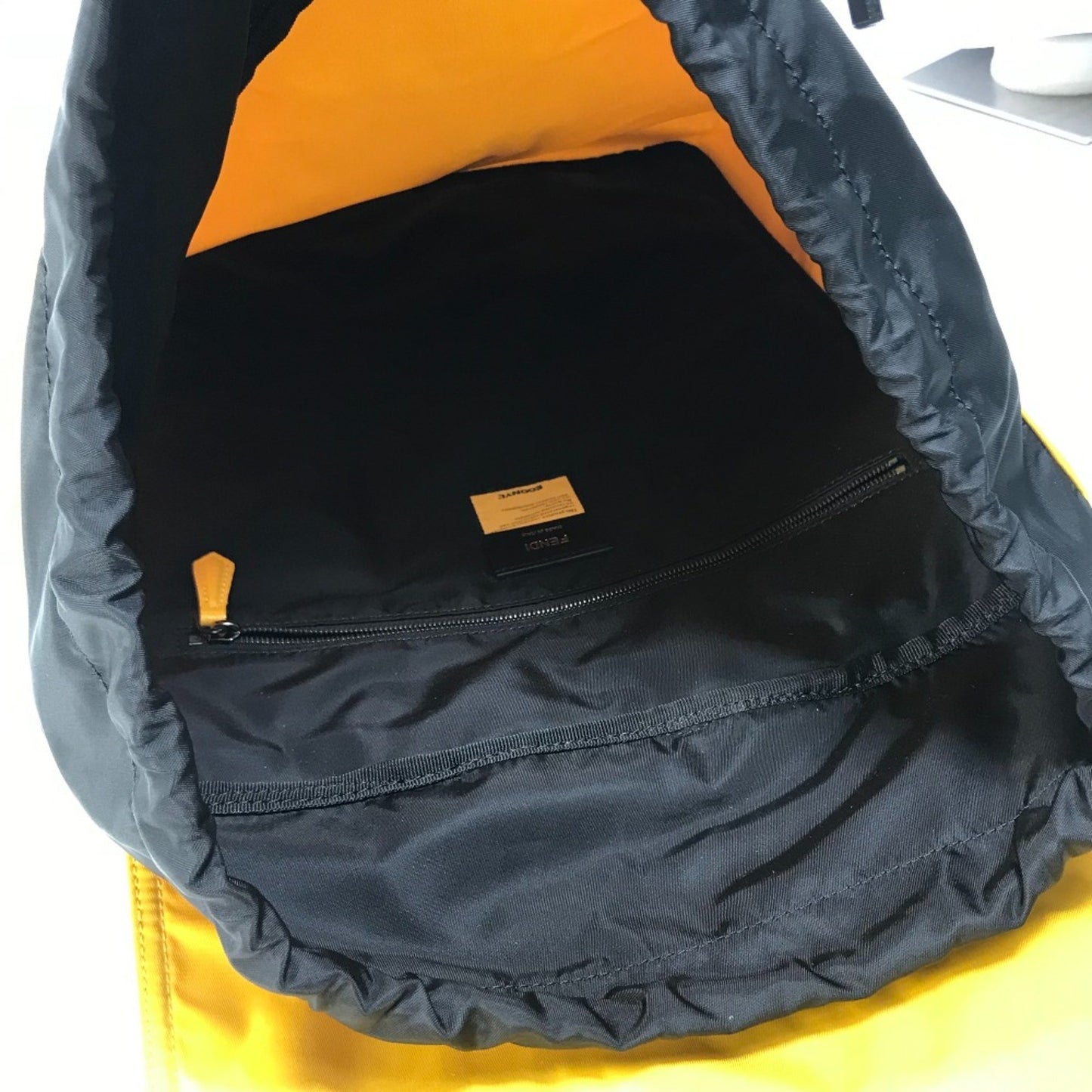 Fendi FF Yellow Synthetic Backpack Bag