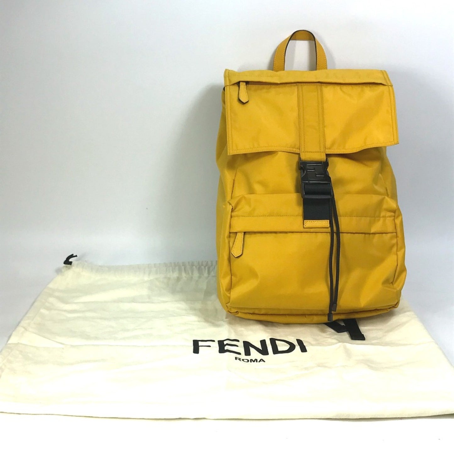 Fendi FF Yellow Synthetic Backpack Bag