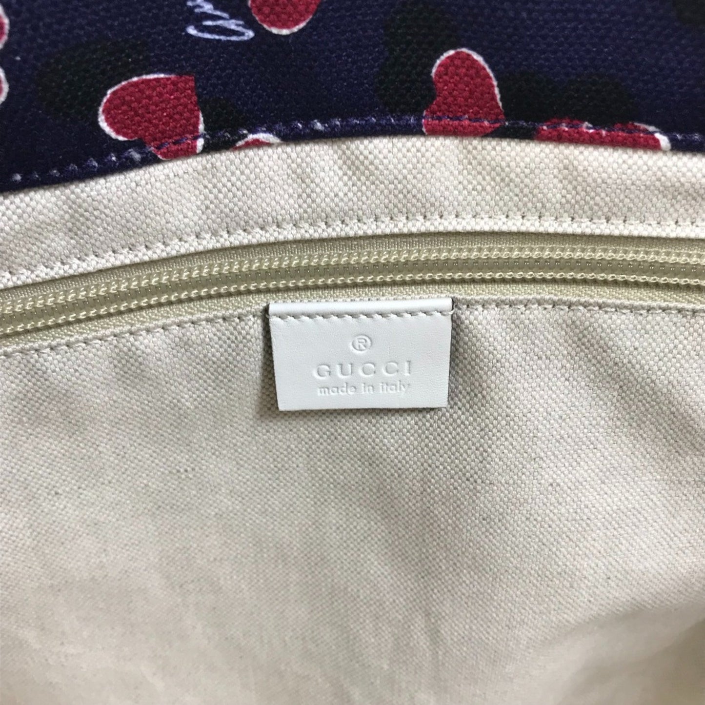 Gucci Heart Navy Canvas Tote Bag