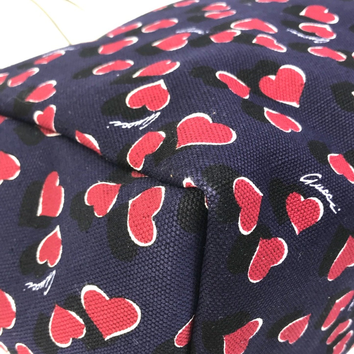 Gucci Heart Navy Canvas Tote Bag