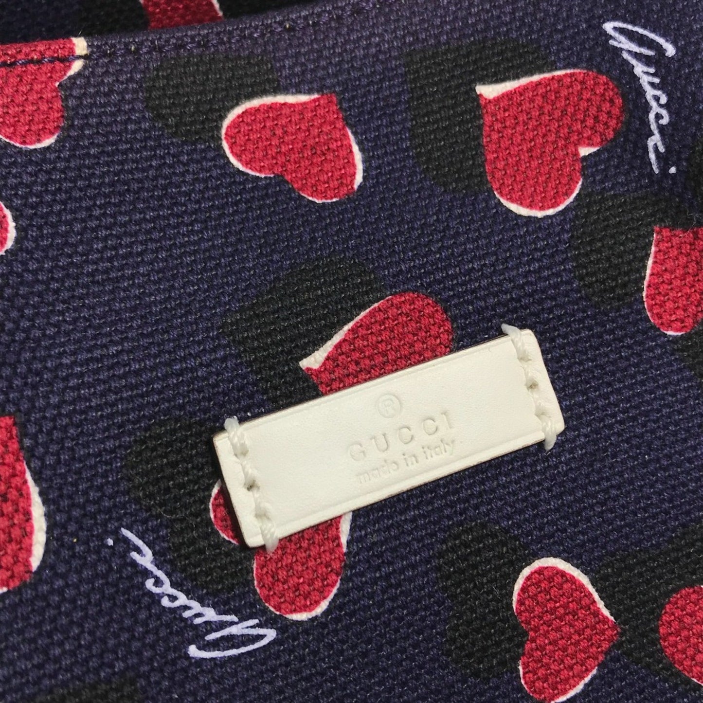 Gucci Heart Navy Canvas Tote Bag