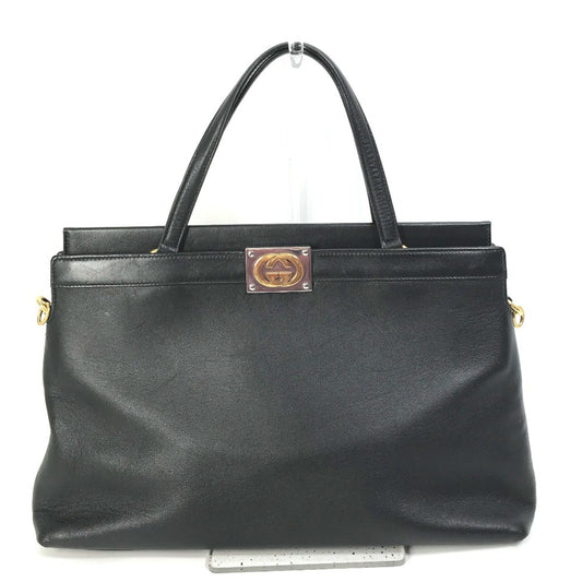 Gucci Interlocking G Black Leather Hand Bag