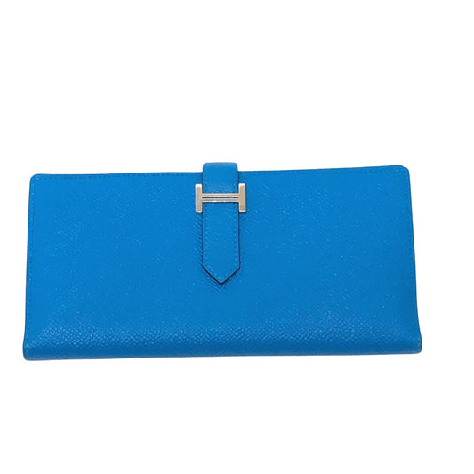 Hermès Béarn Blue Leather Wallet Accessories