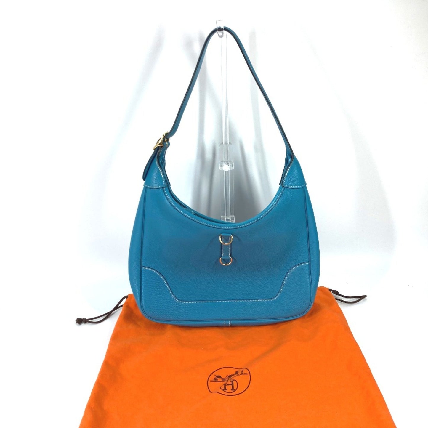 Hermès Trim Blue Leather Shoulder Bag