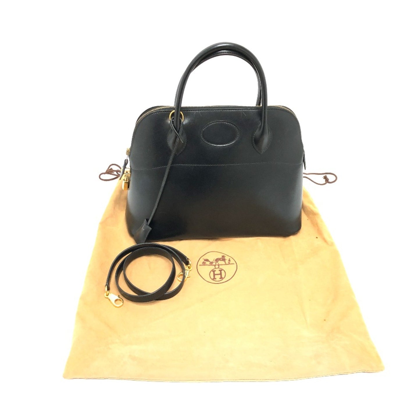 Hermès Bolide Black Leather Hand Bag