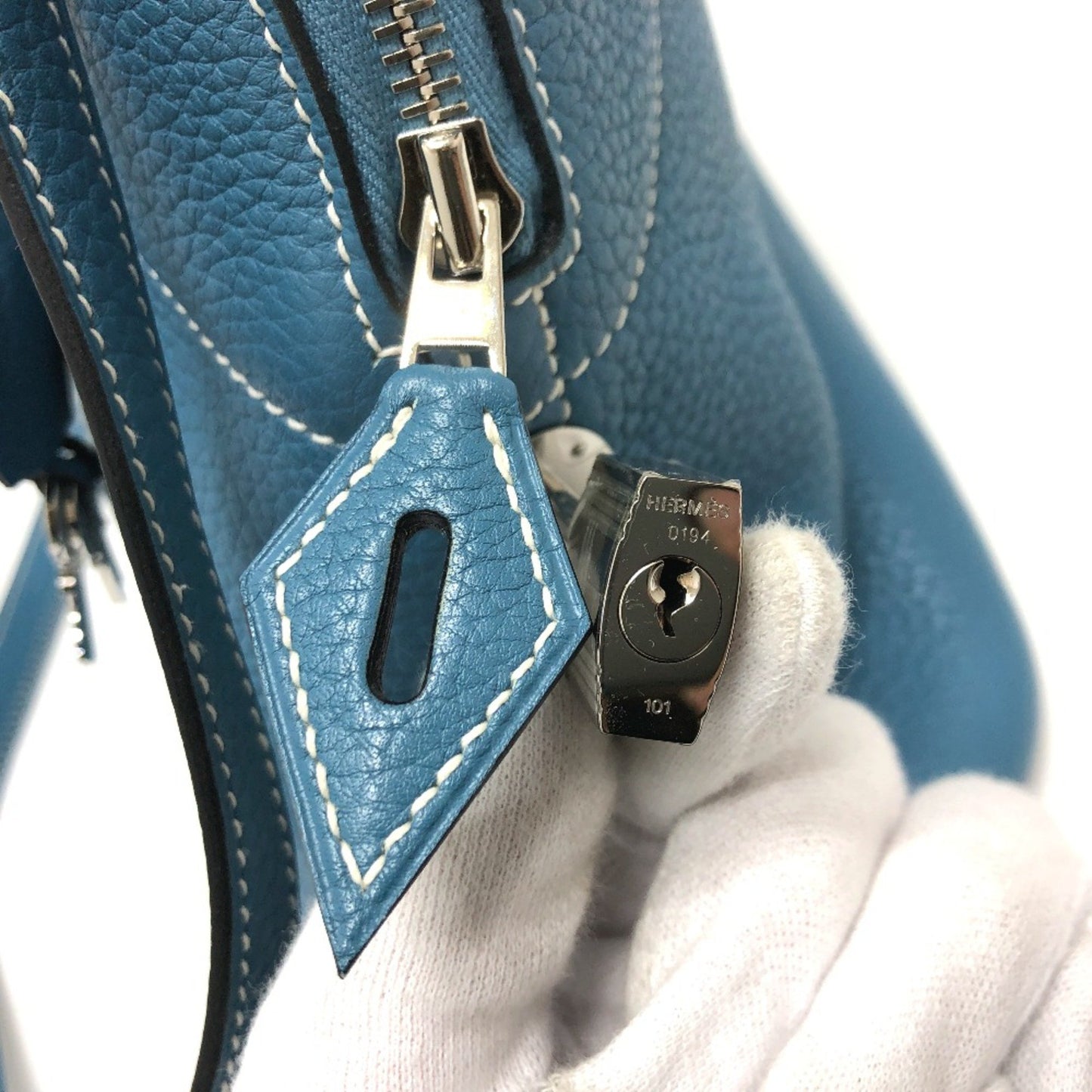 Hermès Bolide Blue Leather Hand Bag