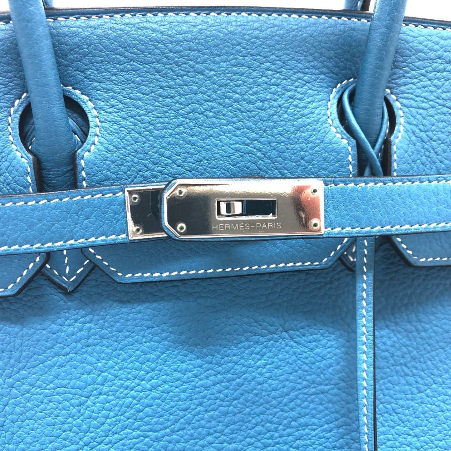 Hermès Birkin 30 Blue Leather Hand Bag