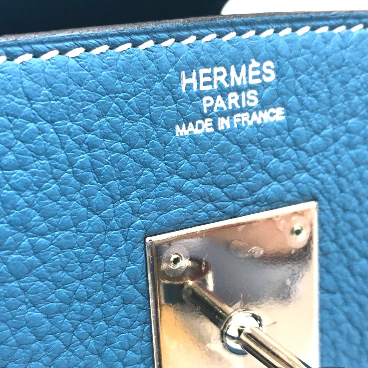 Hermès Birkin 30 Blue Leather Hand Bag