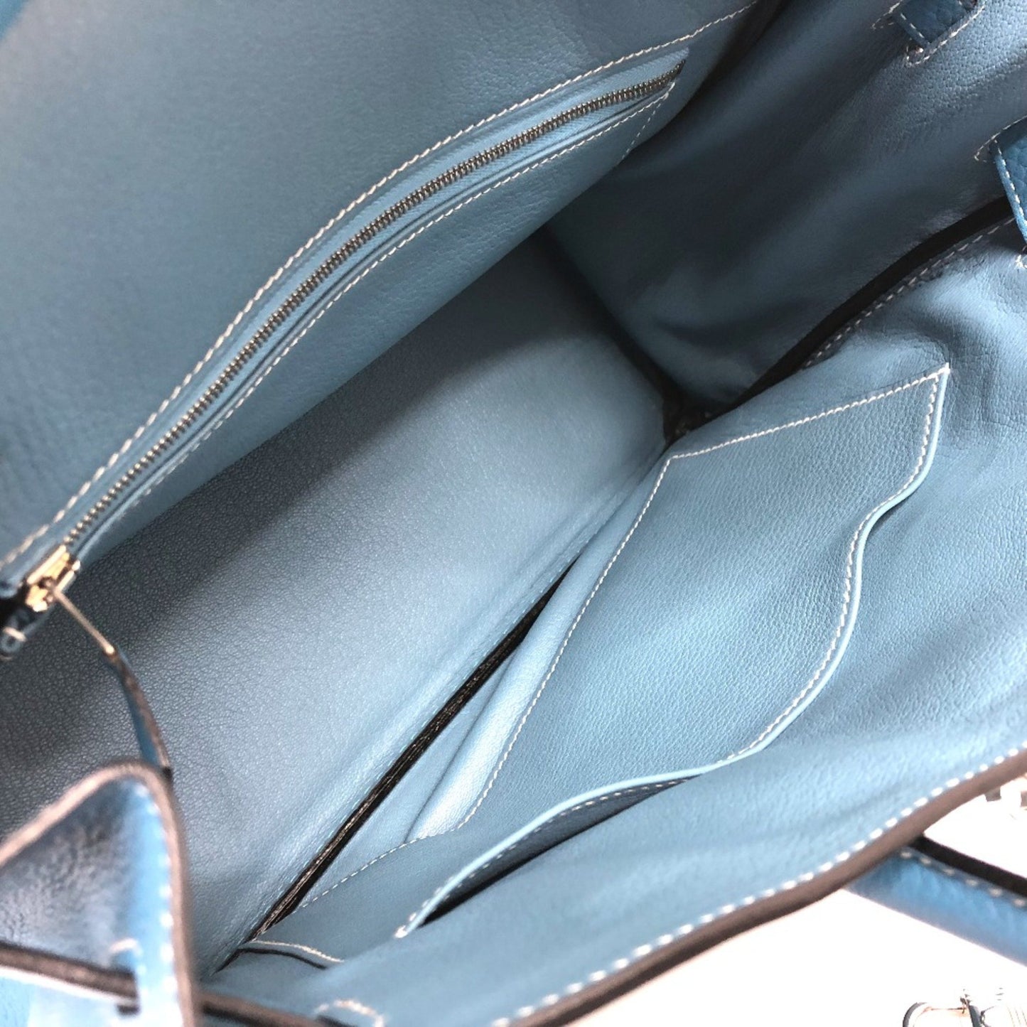 Hermès Birkin 30 Blue Leather Hand Bag