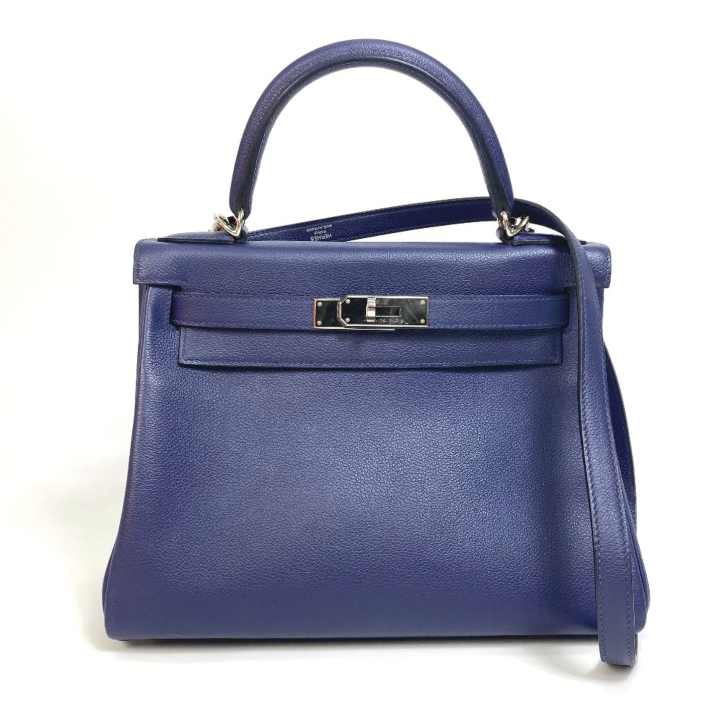 Hermès Kelly 28 Blue Leather Hand Bag