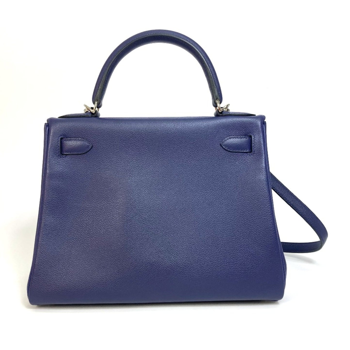 Hermès Kelly 28 Blue Leather Hand Bag