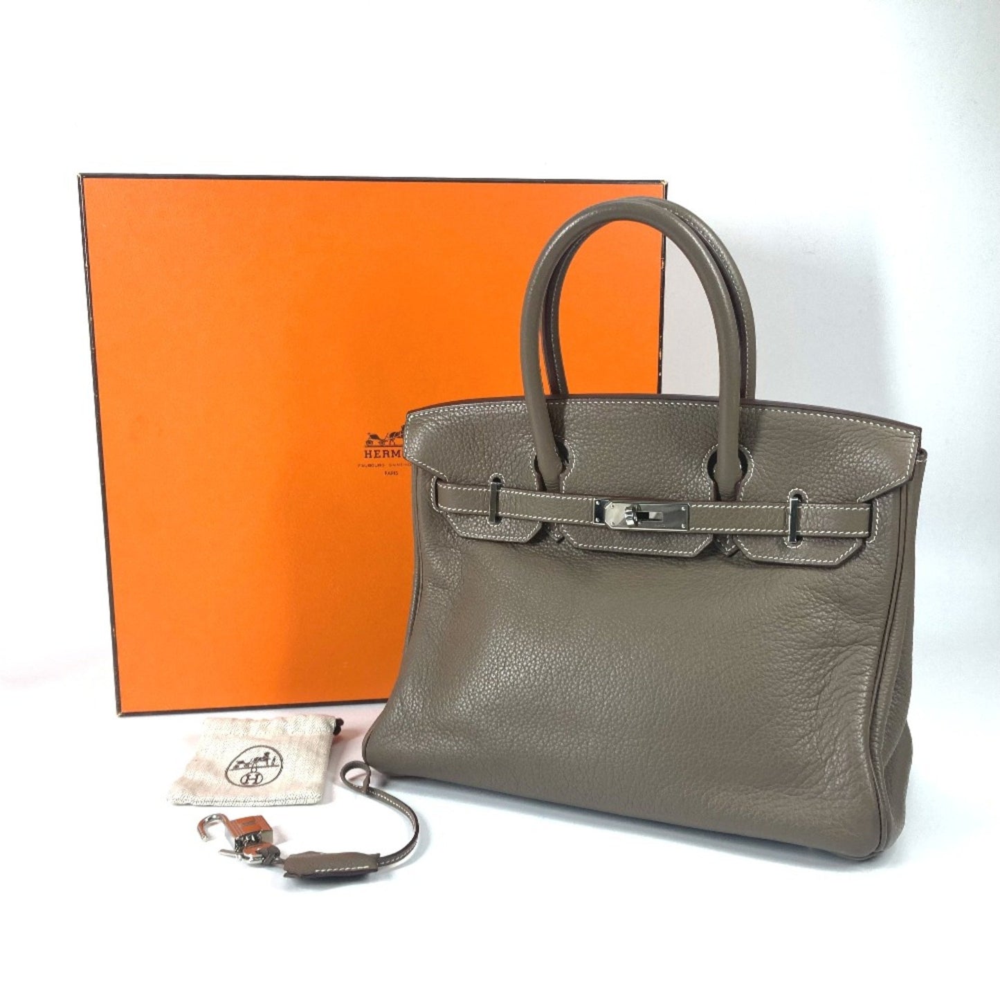 Hermès Birkin 30 Grey Leather Hand Bag