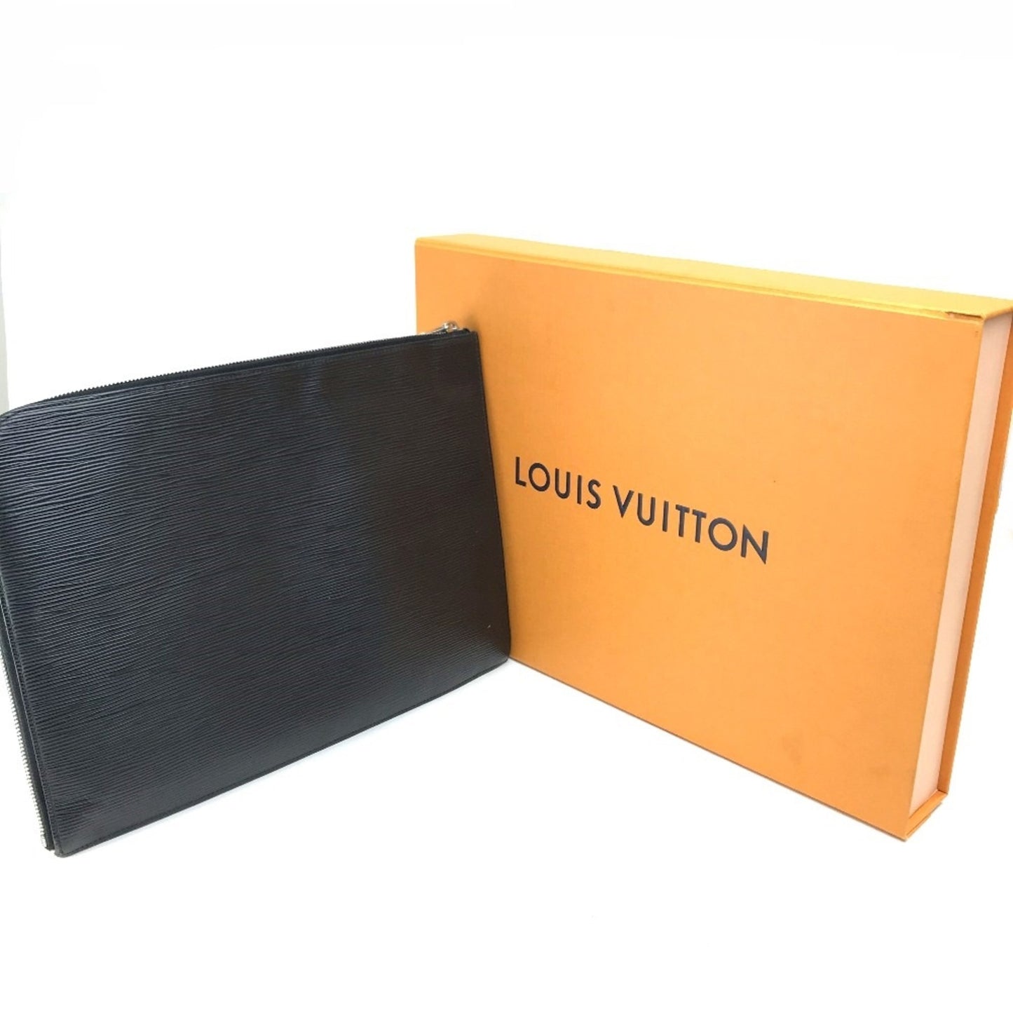 Louis Vuitton Pochette Jour Black Leather Clutch Bag