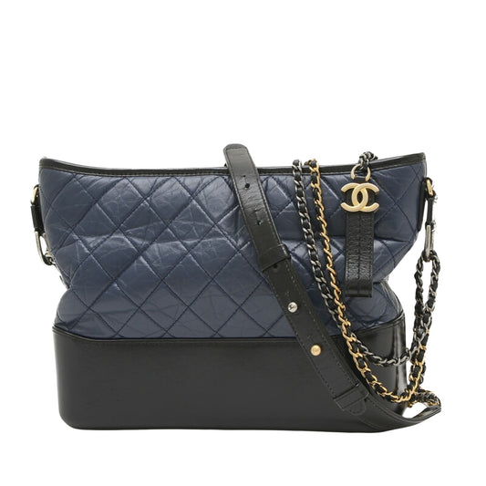 Chanel Gabrielle Black Leather Shoulder Bag