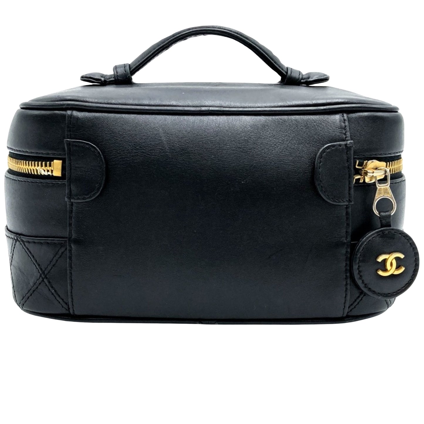 Chanel Vanity Black Leather Hand Bag