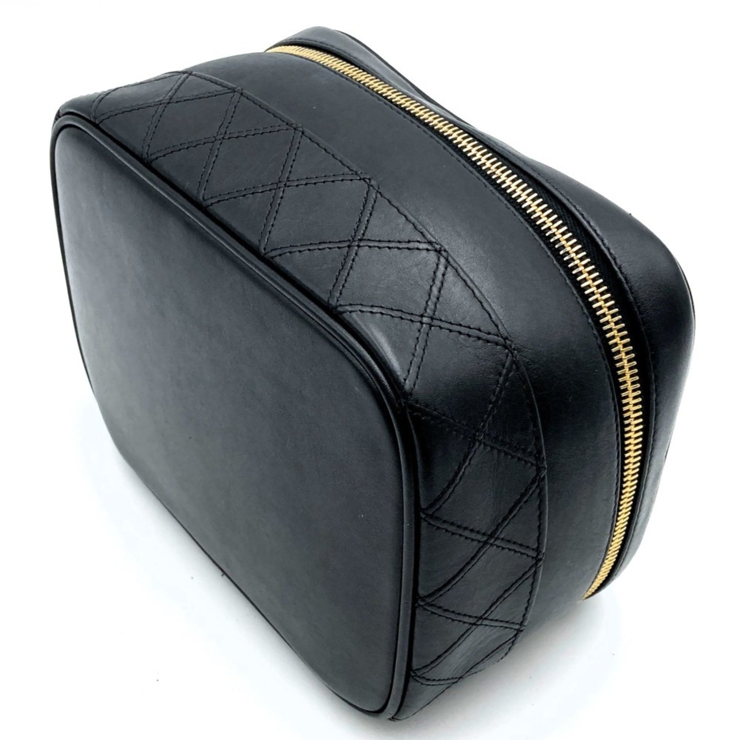 Chanel Vanity Black Leather Hand Bag