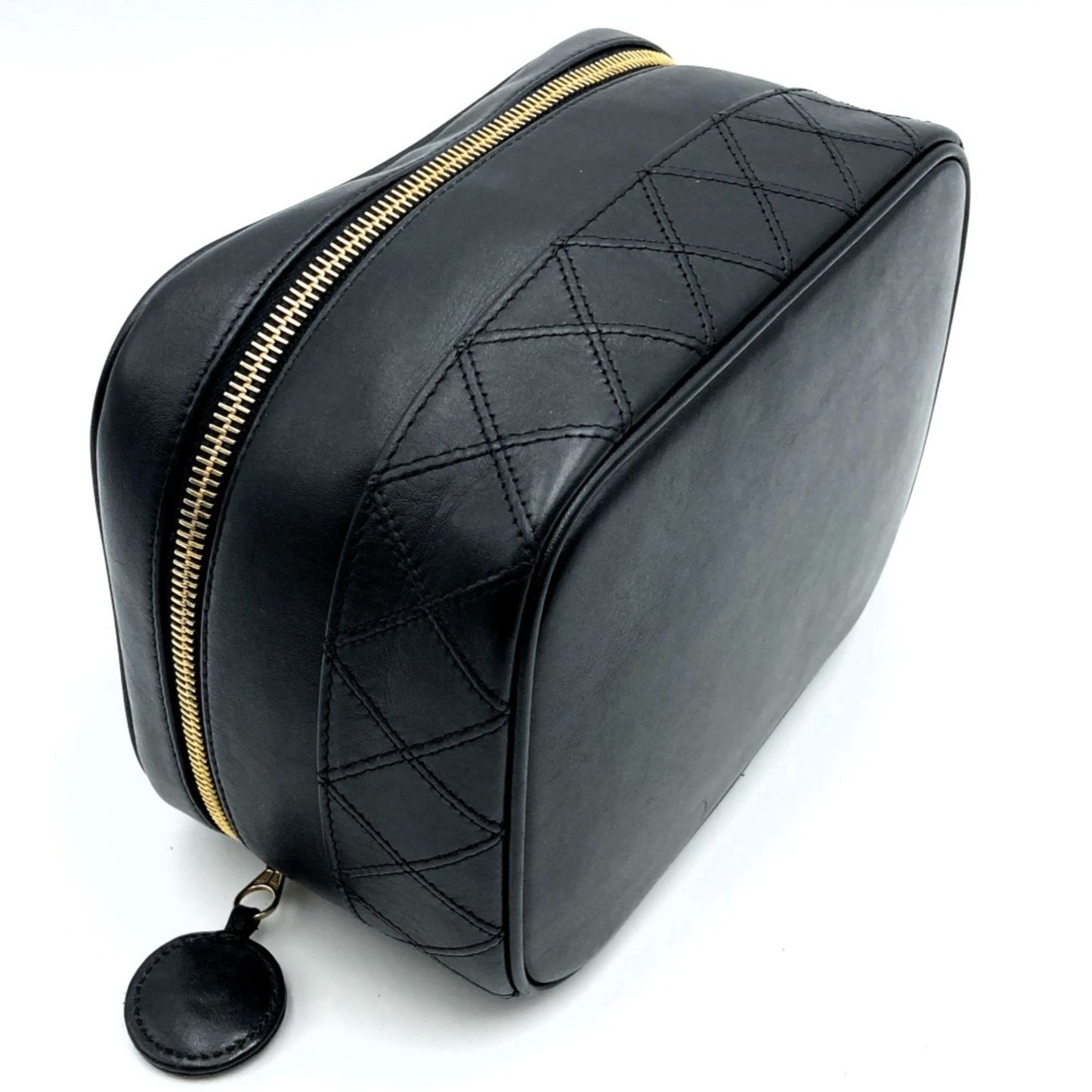 Chanel Vanity Black Leather Hand Bag