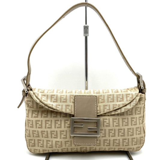 Fendi Mamma Baguette Beige Canvas Hand Bag