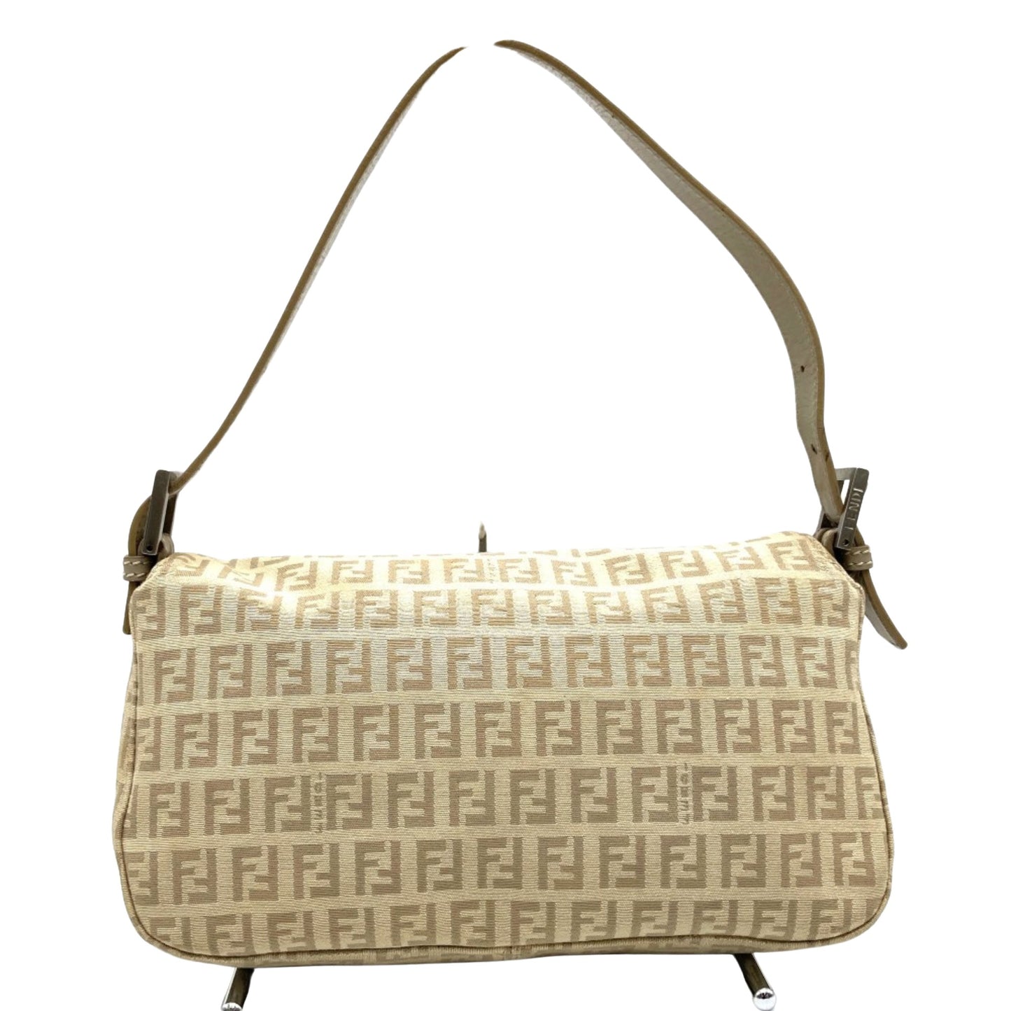 Fendi Mamma Baguette Beige Canvas Hand Bag