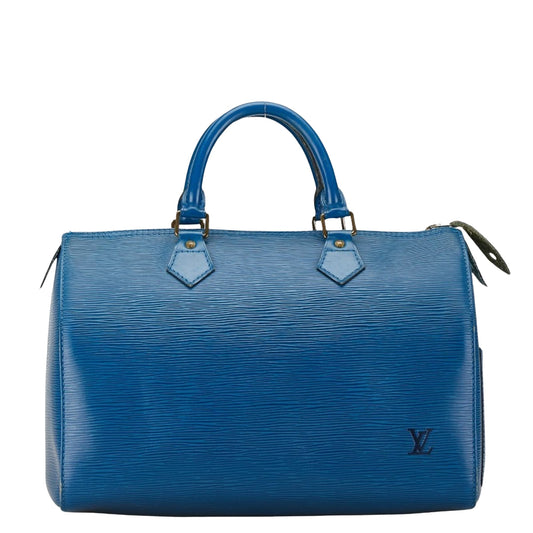 Louis Vuitton Speedy 30 Blue Leather Hand Bag