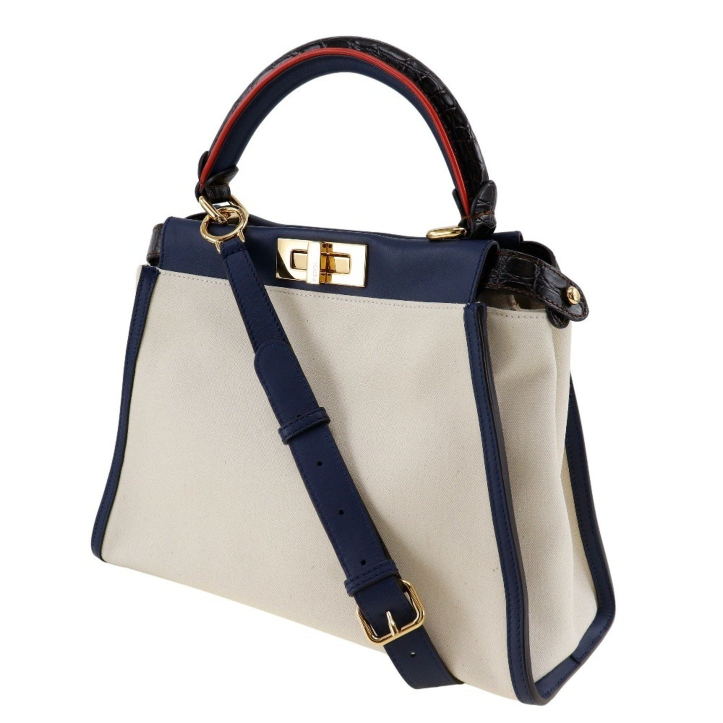 Fendi Peekaboo White Pony-style Calfskin Hand Bag