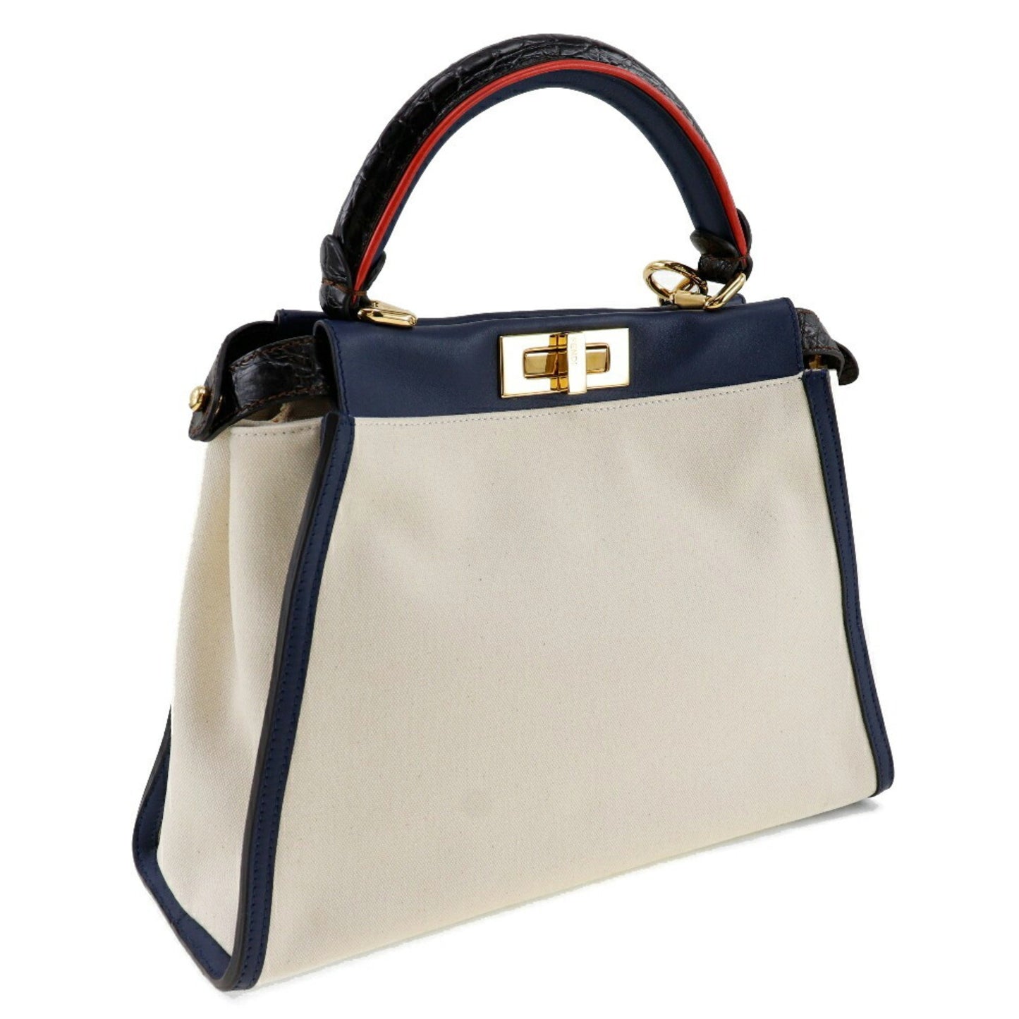 Fendi Peekaboo White Pony-style Calfskin Hand Bag