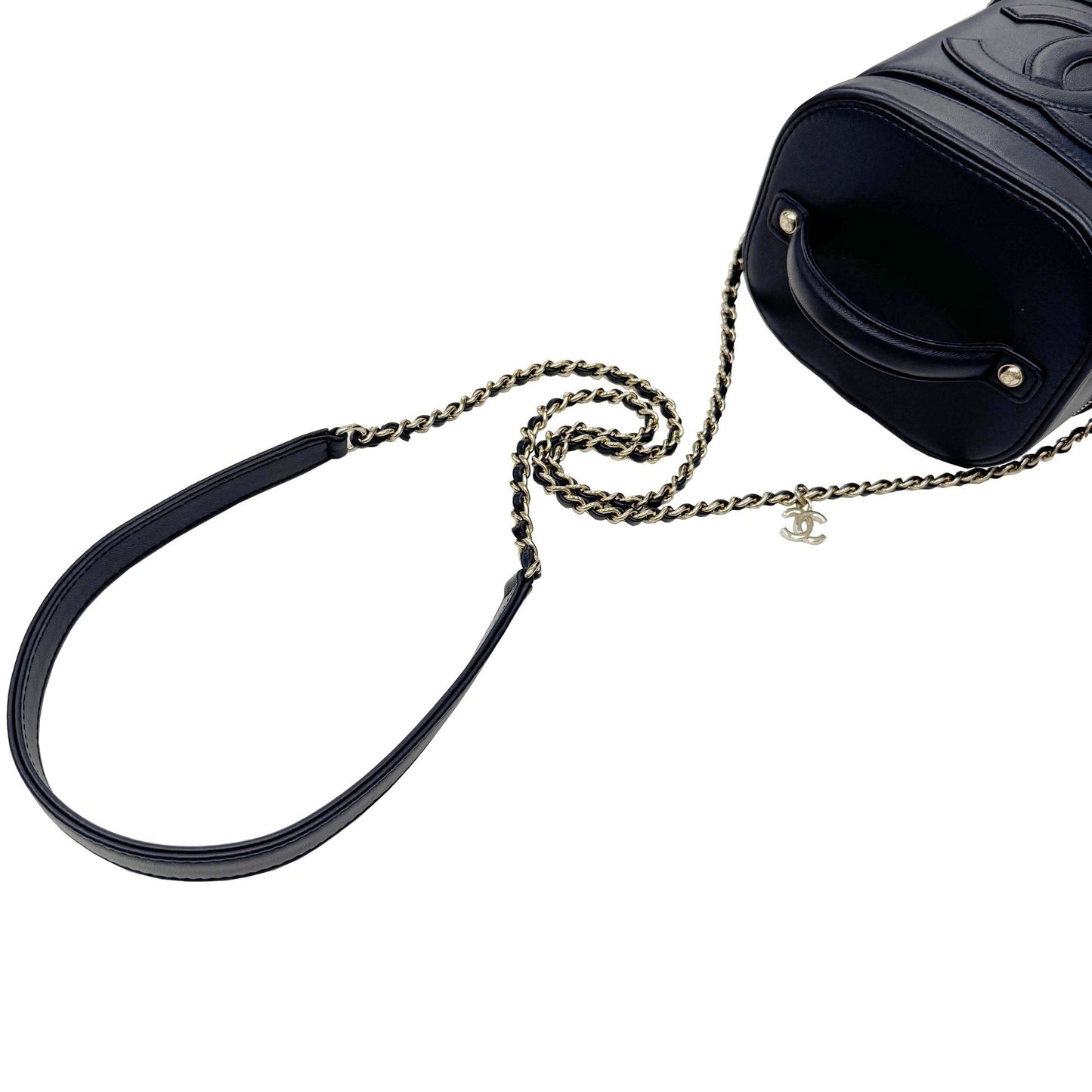 Chanel Vanity Navy Leather Hand Bag