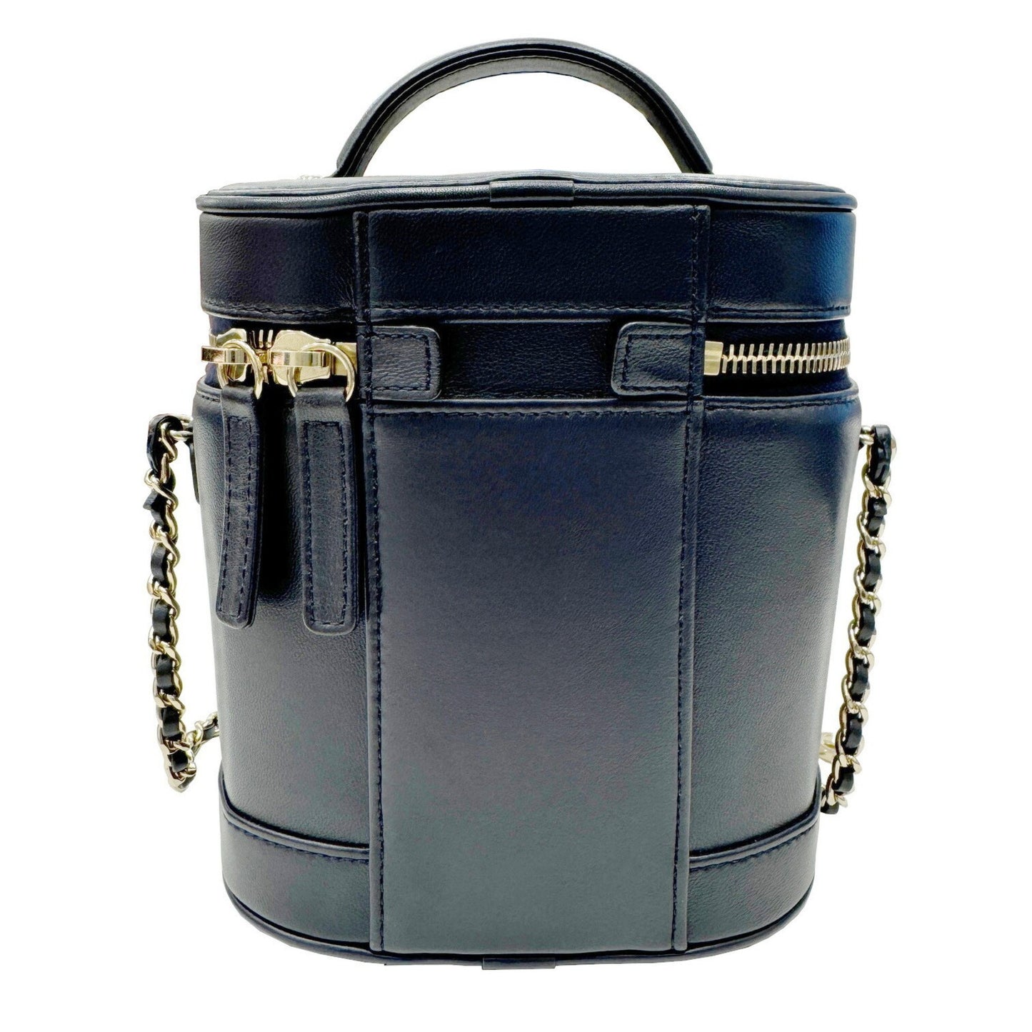 Chanel Vanity Navy Leather Hand Bag