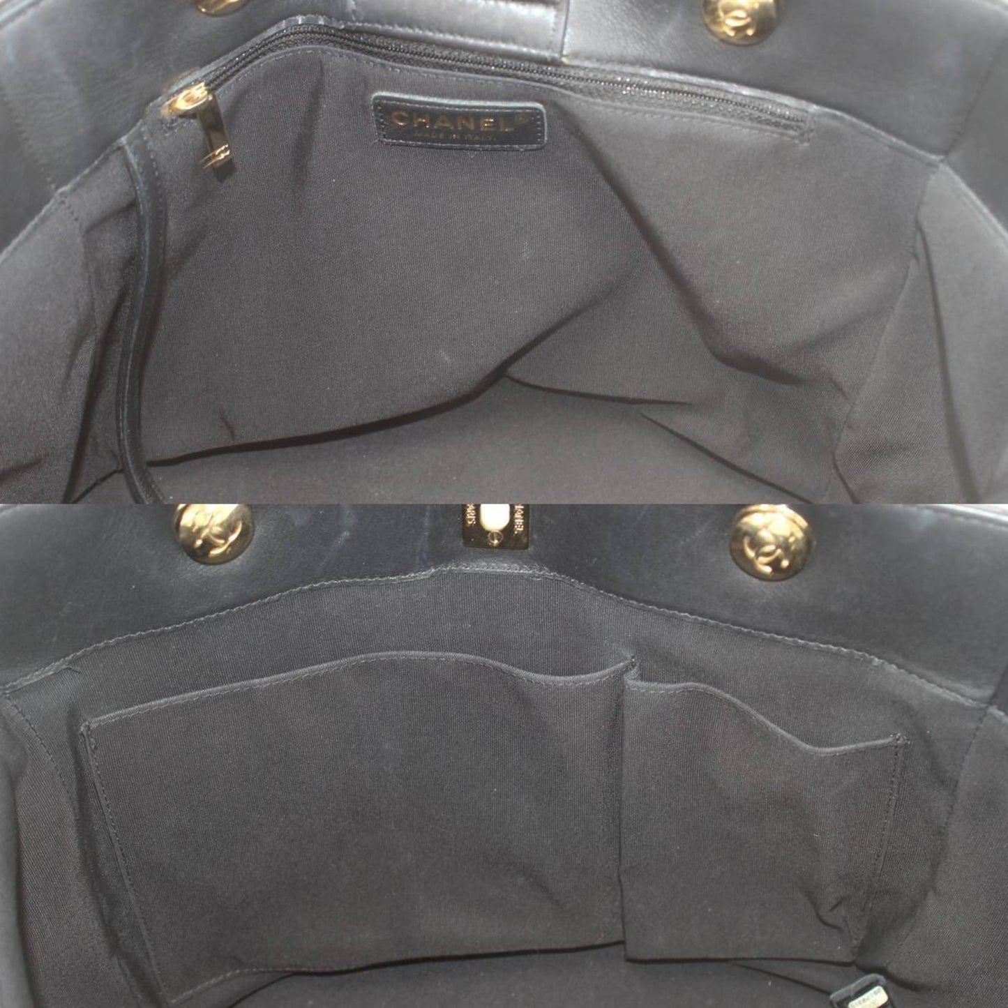 Chanel V-Stich Black Leather Hand Bag