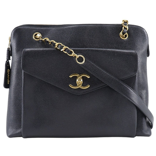 Chanel Cc Black Leather Shoulder Bag