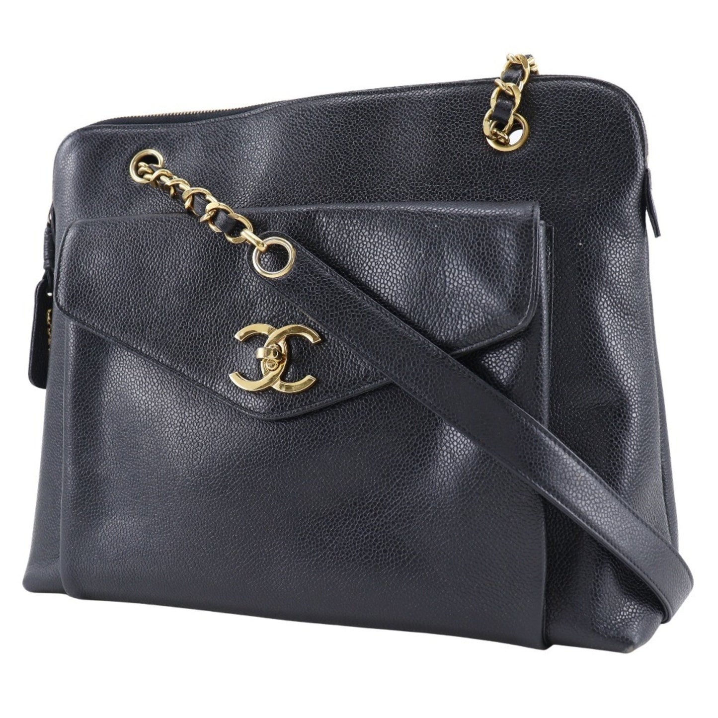 Chanel Cc Black Leather Shoulder Bag