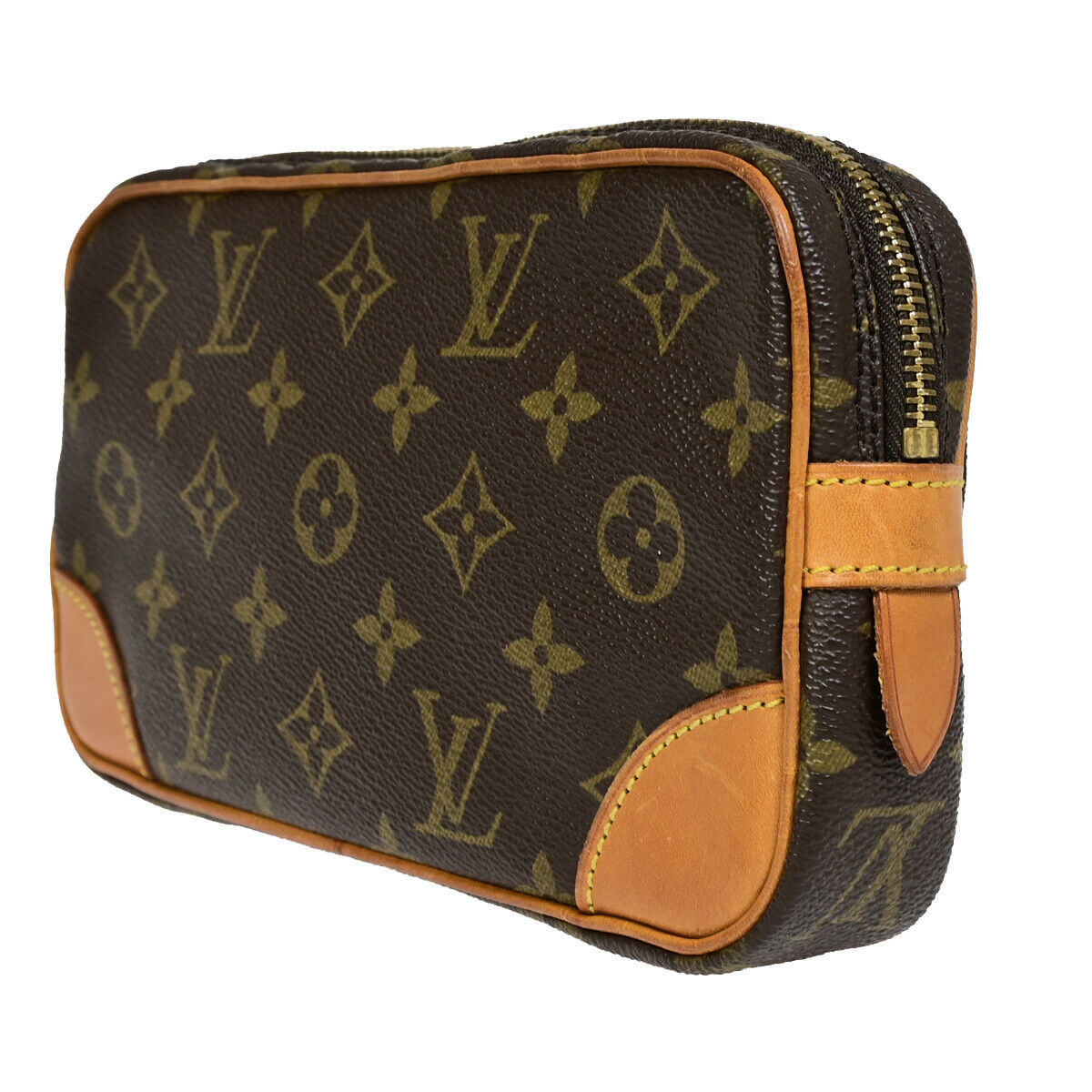 Louis Vuitton Marly Dragonne Brown Canvas Clutch Bag