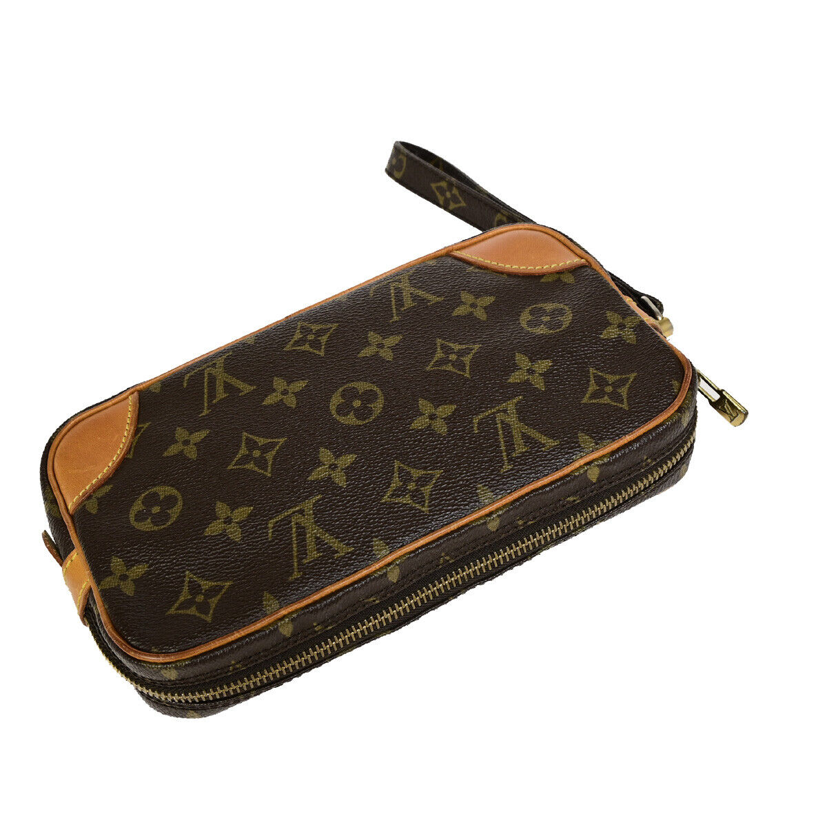 Louis Vuitton Marly Dragonne Brown Canvas Clutch Bag