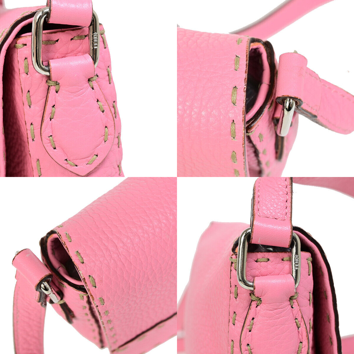 Fendi Selleria Pink Leather Shoulder Bag