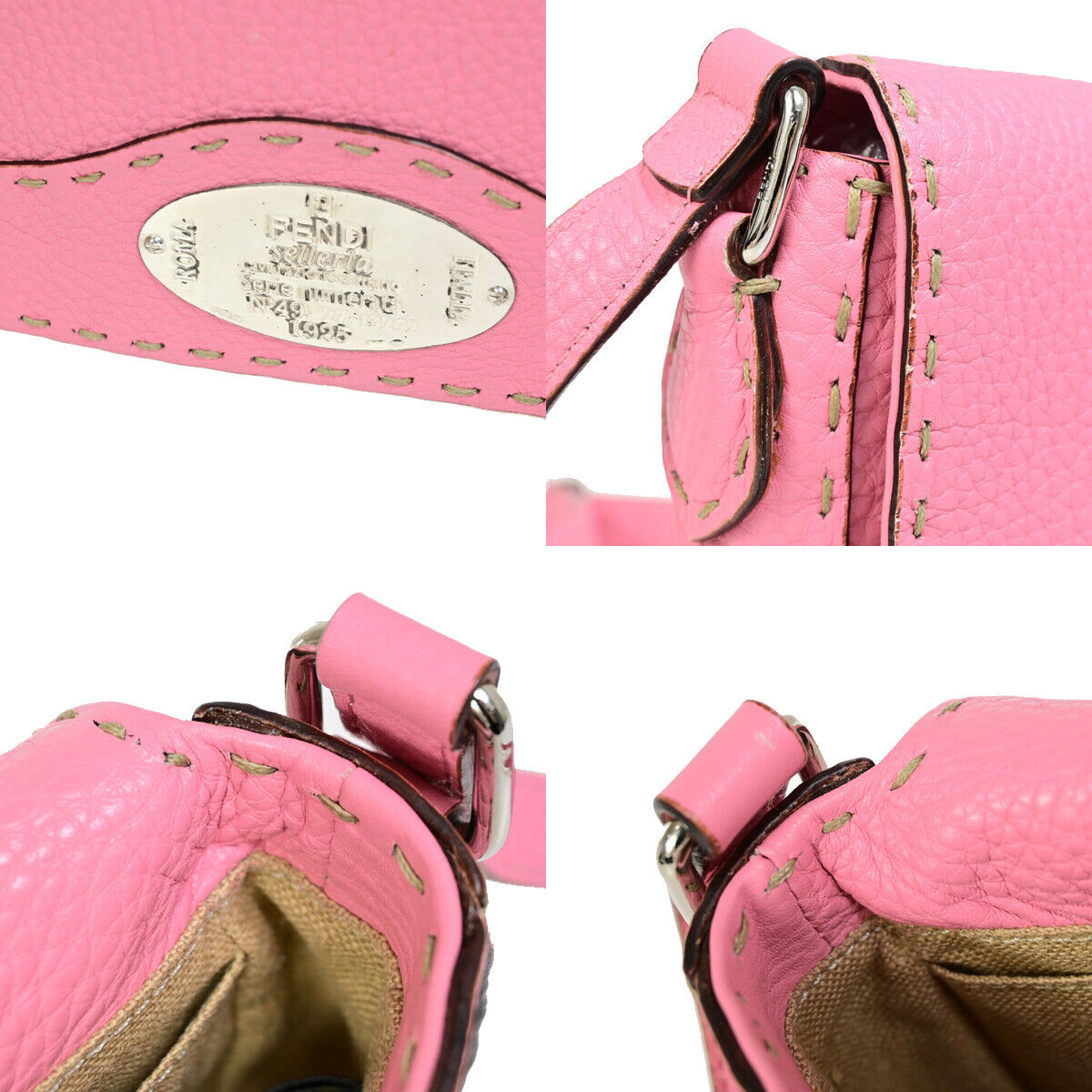 Fendi Selleria Pink Leather Shoulder Bag