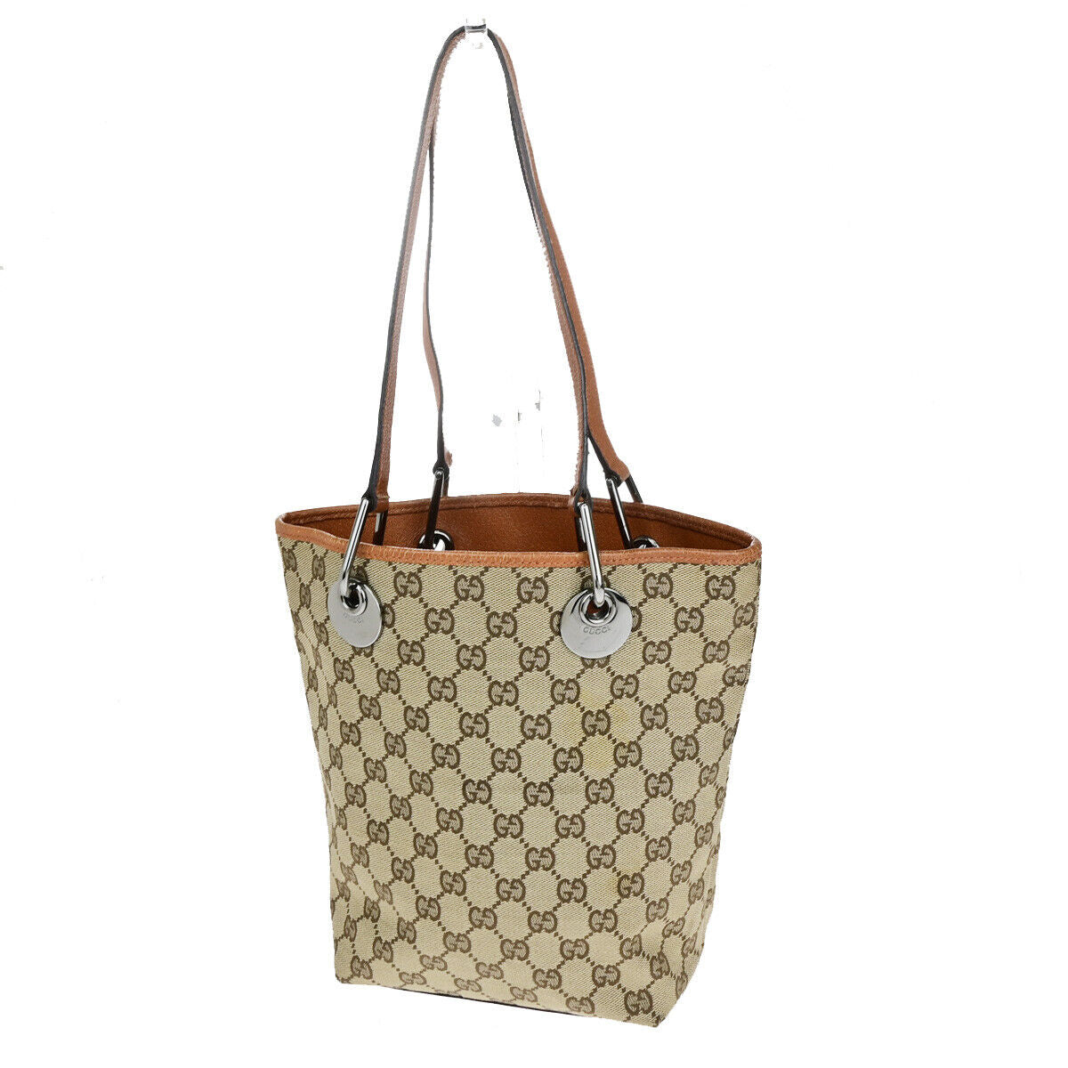 Gucci GG canvas Brown Silver Tote Bag