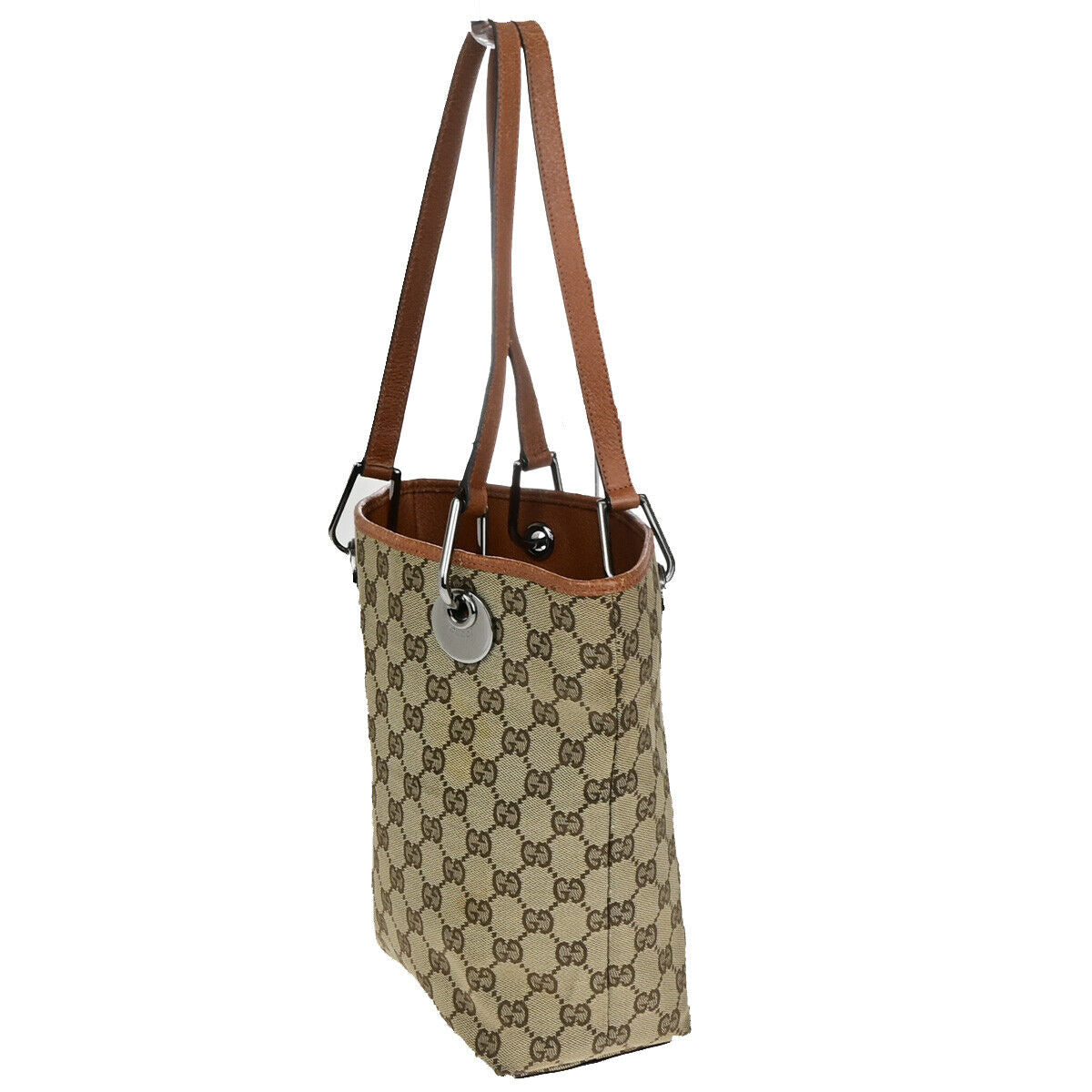 Gucci GG canvas Brown Silver Tote Bag