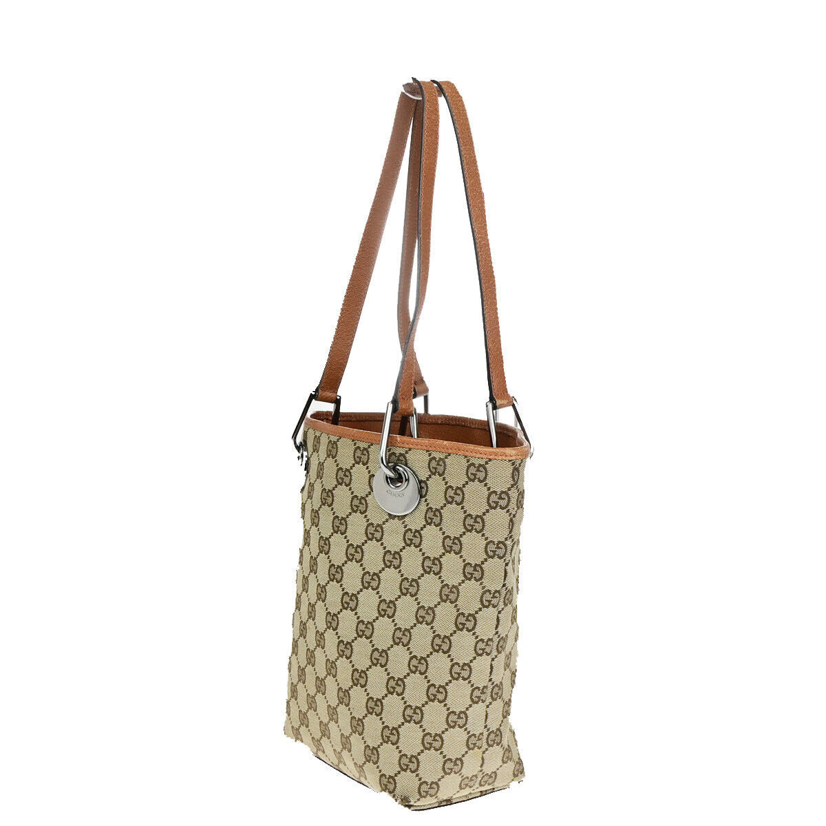 Gucci GG canvas Brown Silver Tote Bag