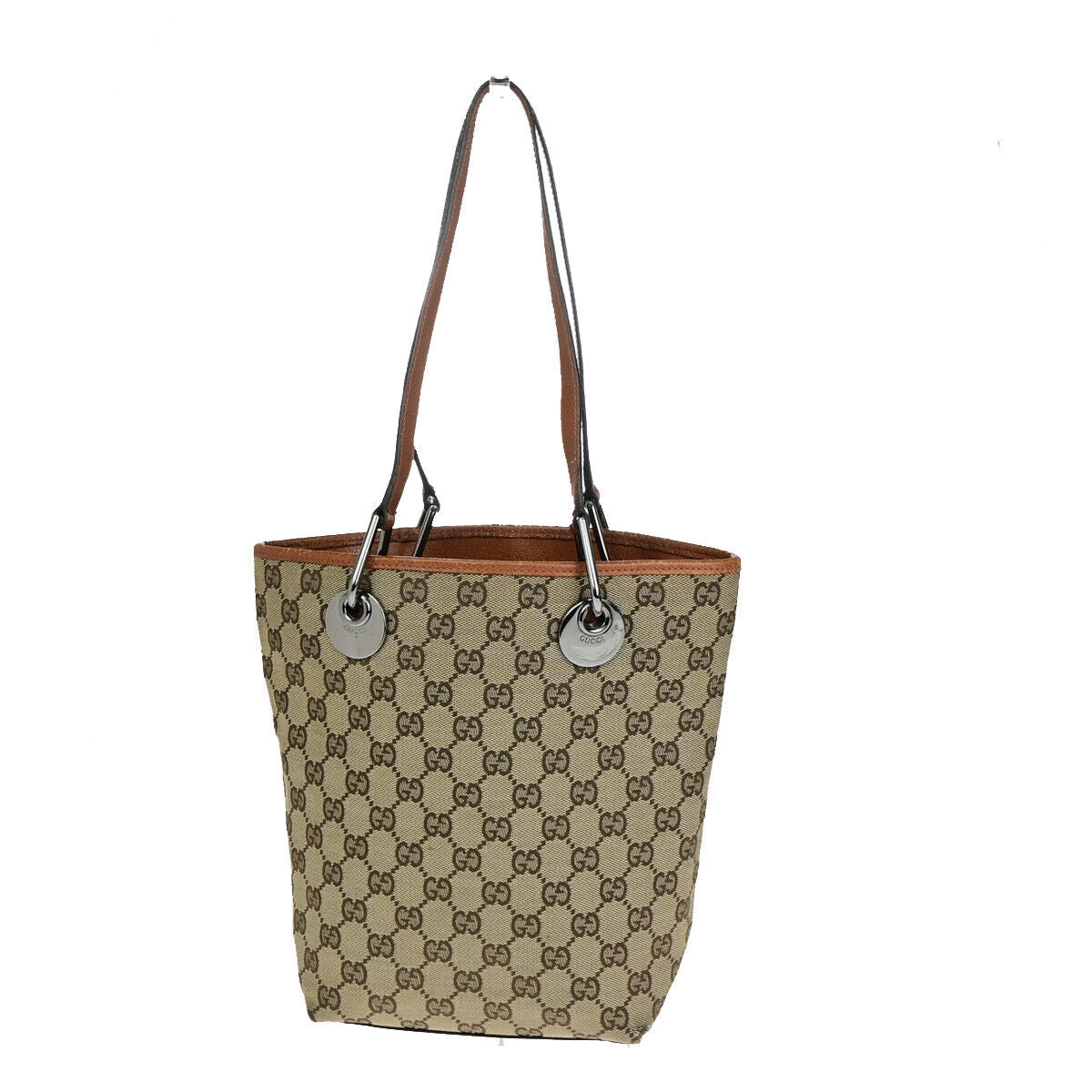 Gucci GG canvas Brown Silver Tote Bag