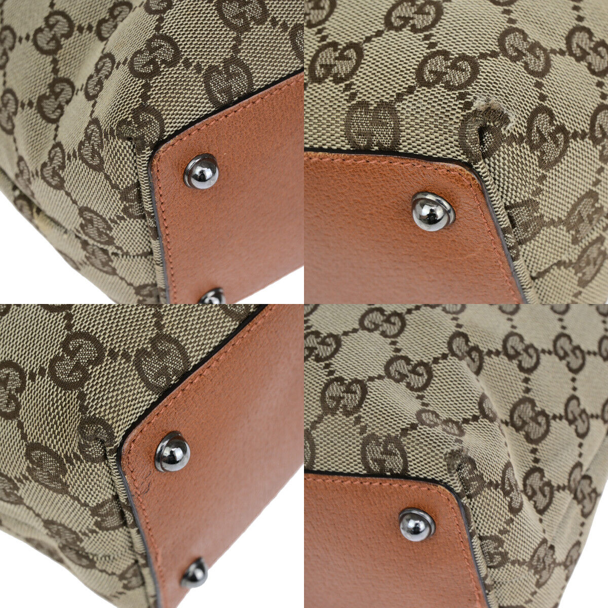 Gucci GG canvas Brown Silver Tote Bag