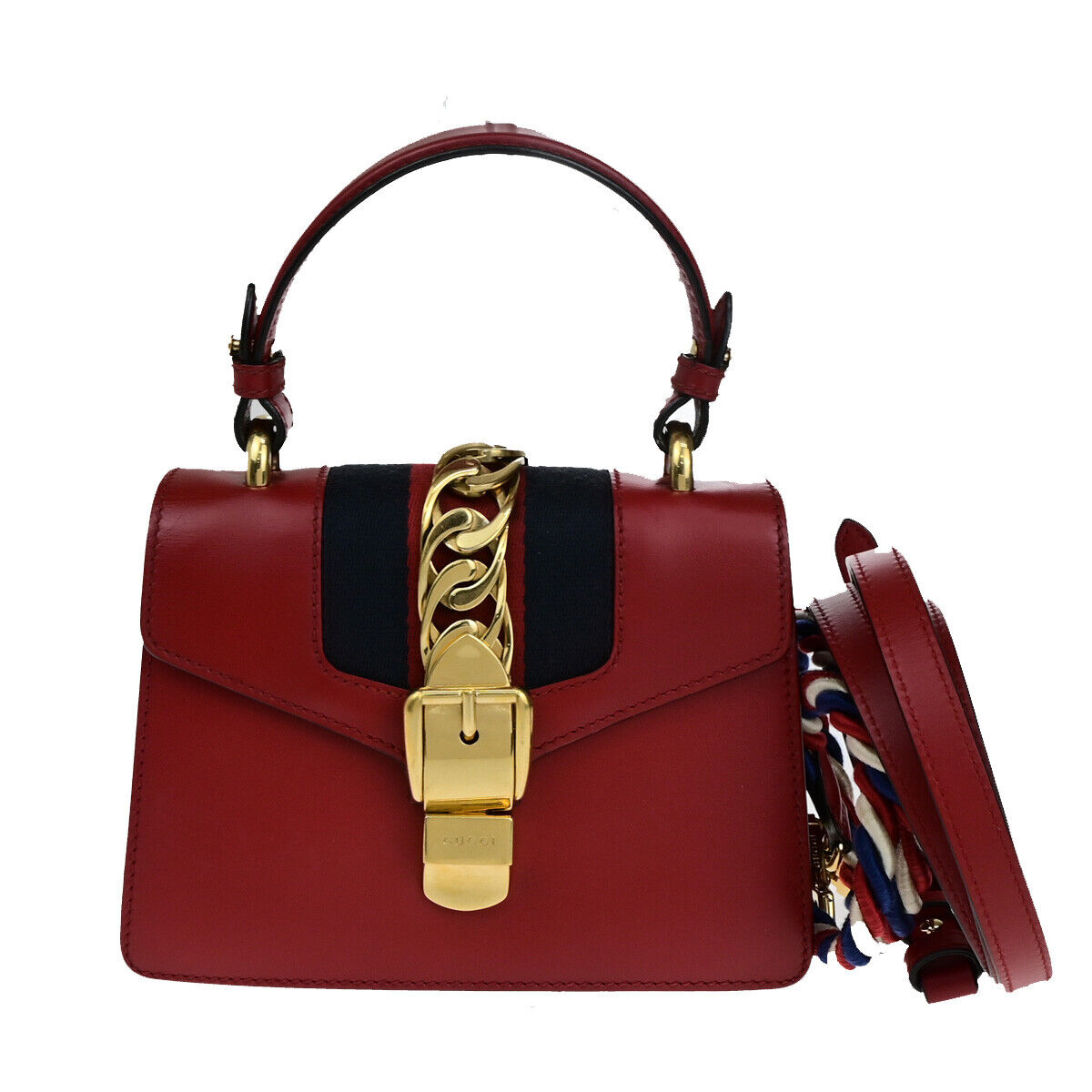 Gucci Sylvie Red Leather Hand Bag