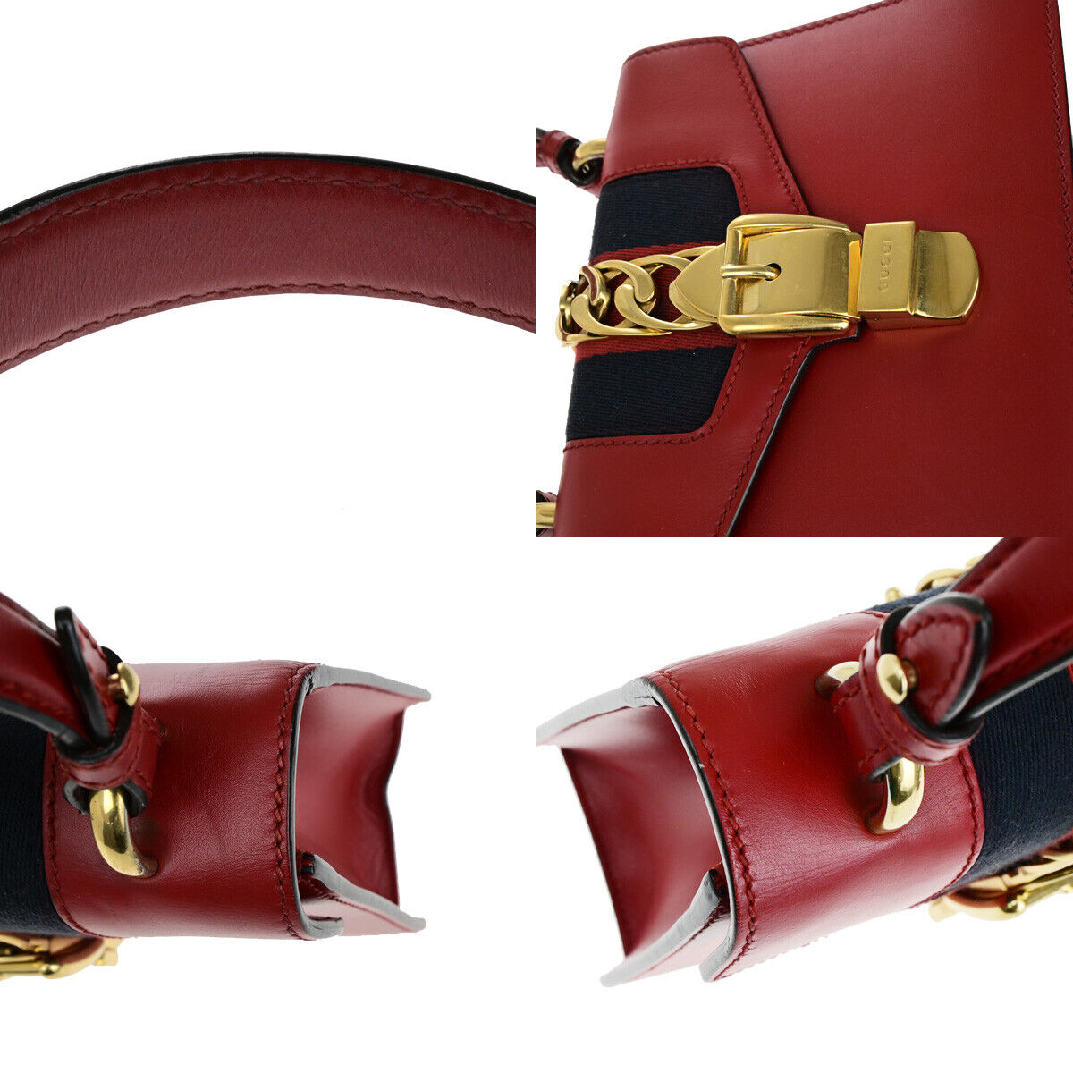 Gucci Sylvie Red Leather Hand Bag