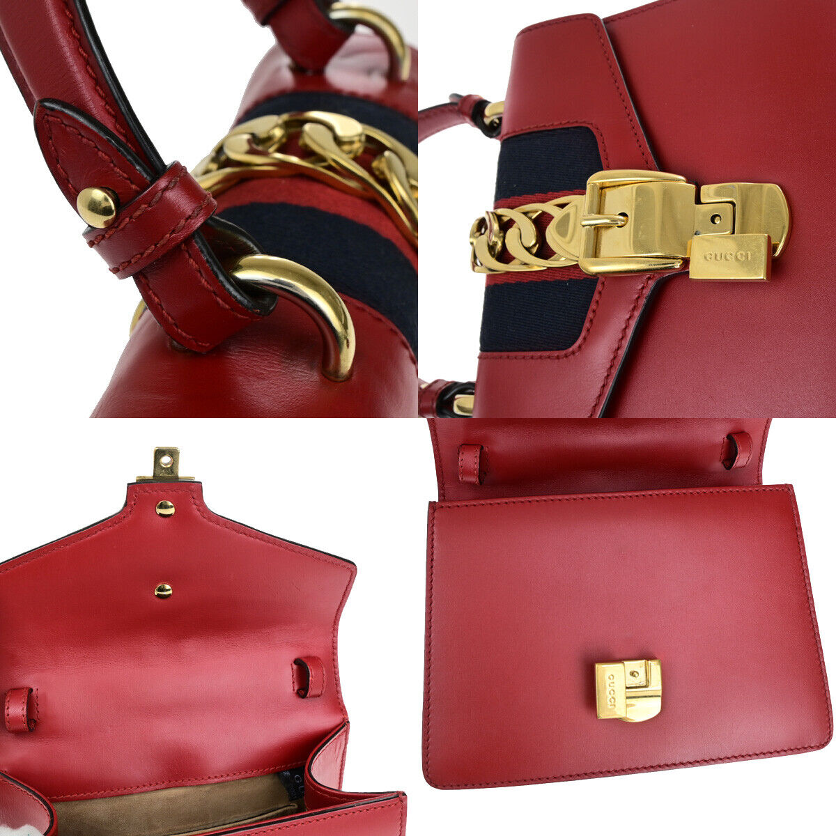 Gucci Sylvie Red Leather Hand Bag