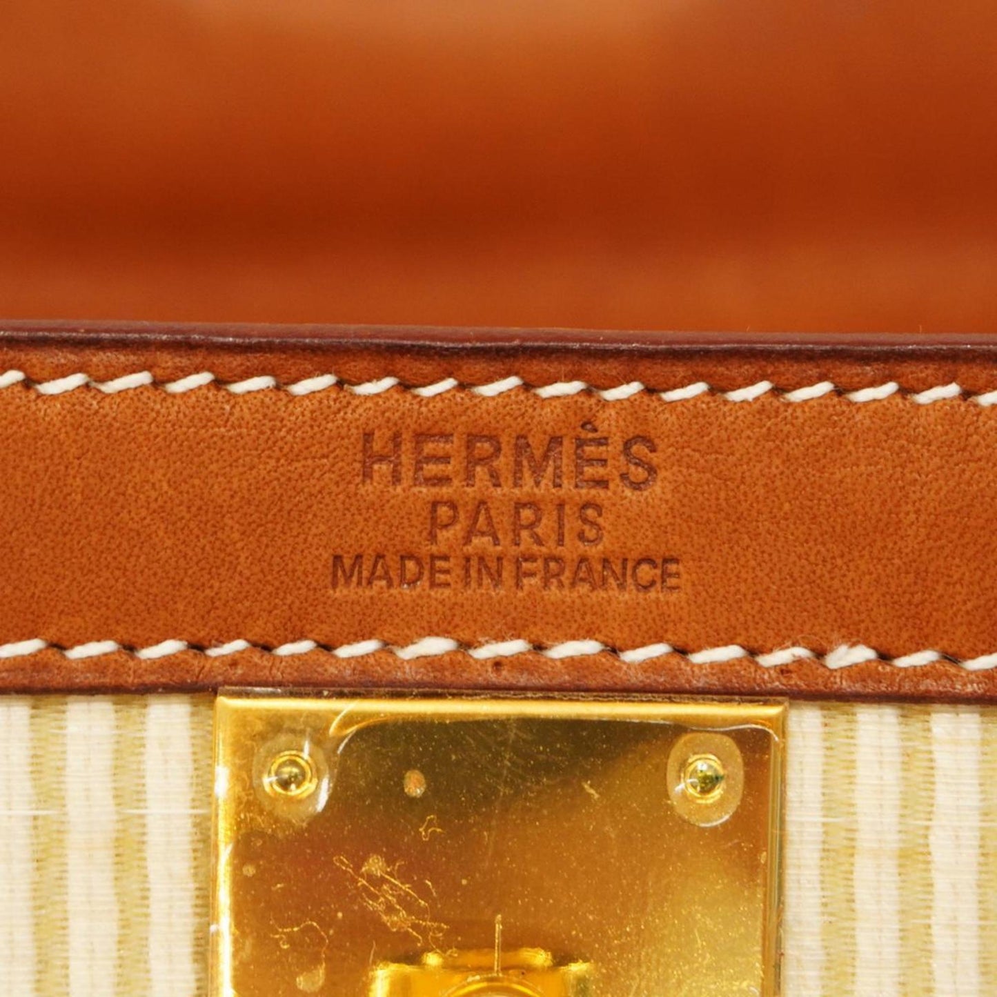 Hermès Kelly 32 Beige Canvas Hand Bag