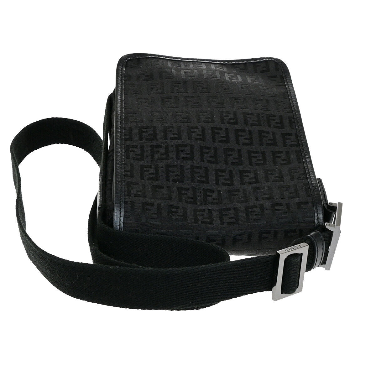 Fendi Zucchino Black Canvas Shoulder Bag