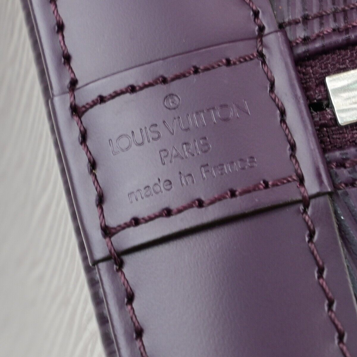 Louis Vuitton Alma Purple Leather Hand Bag