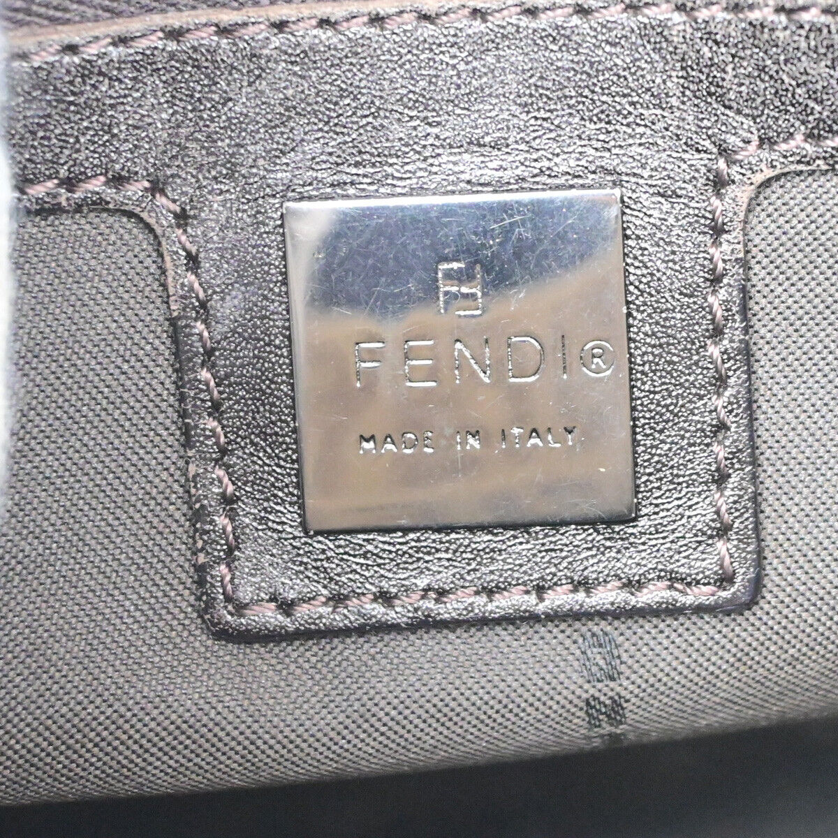 Fendi Mamma Baguette Beige Canvas Shoulder Bag