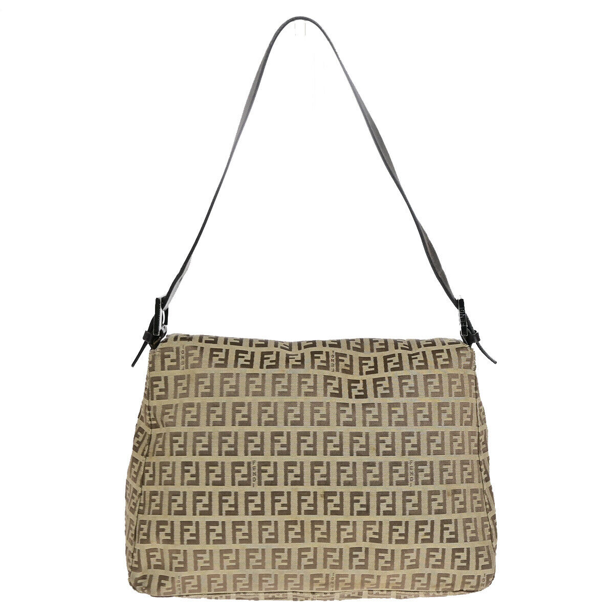 Fendi Mamma Baguette Beige Canvas Shoulder Bag